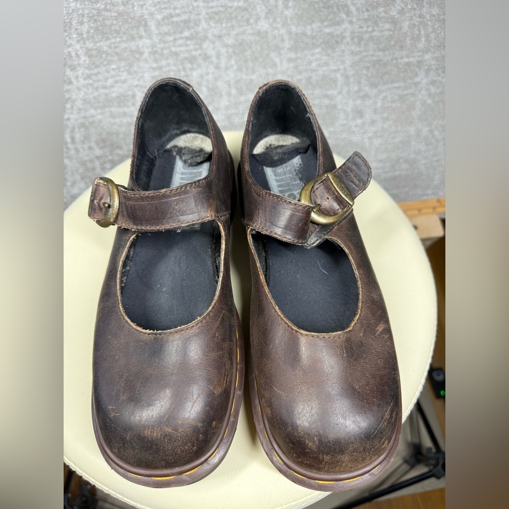 Vintage Dr. Marten Brown Platform Mary Jane Y2K Chunky UK Size 6 Made in England - Picture 3 of 8